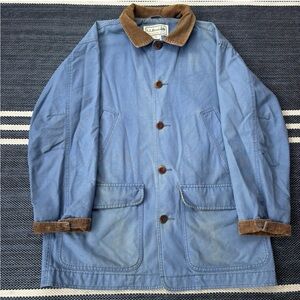 L.L. Bean Light Blue Jacket with Brown Collar